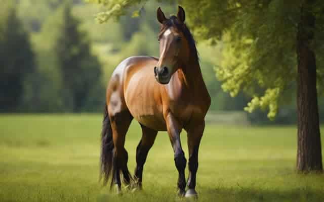 caballo marron en un prado
