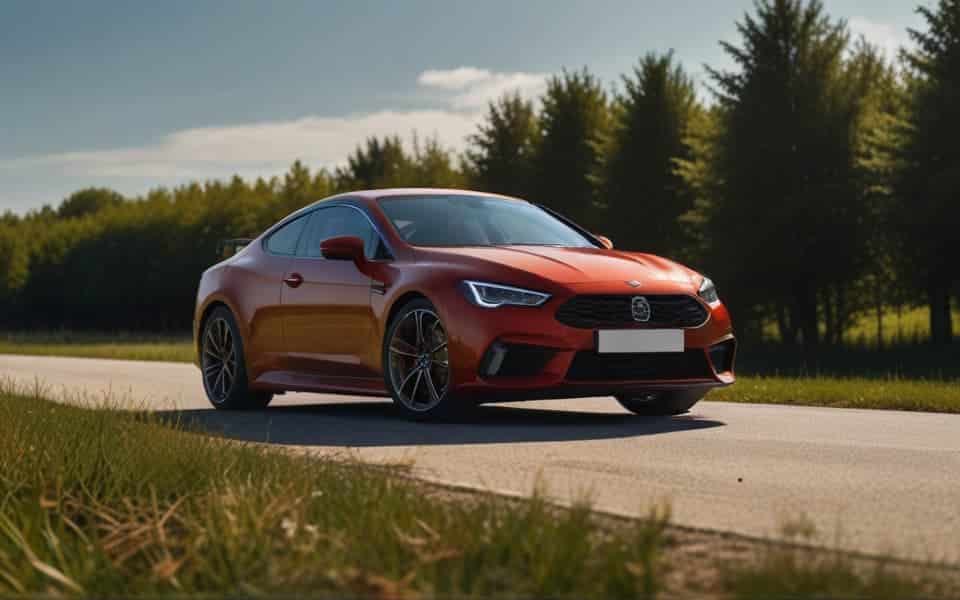 coche rojo en camino