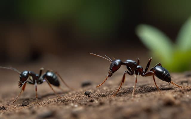 dos hormigas negras caminando