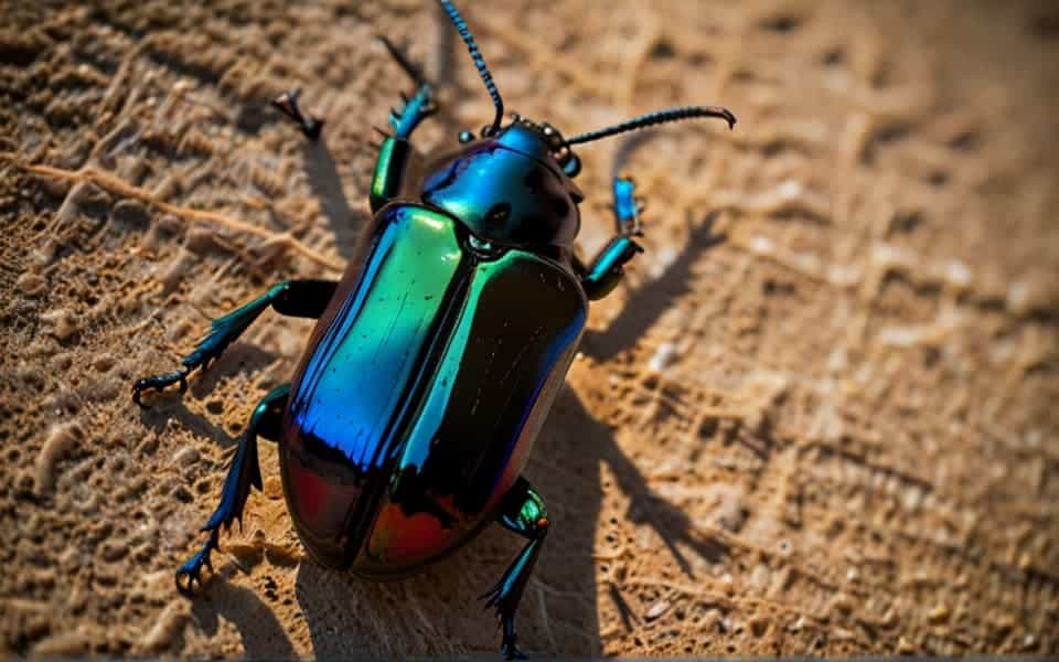 escarabajo verde brillante