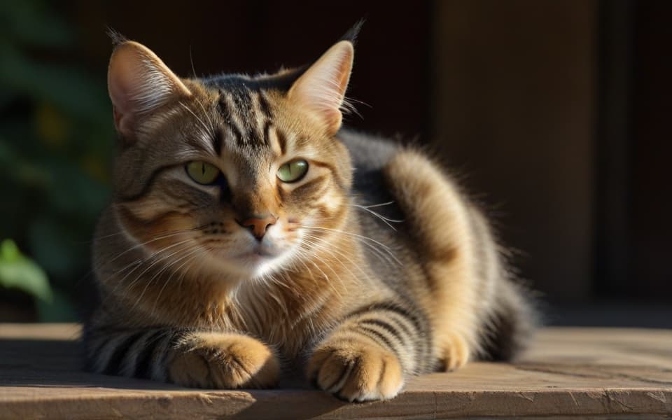 gato atigrado tumbado al sol
