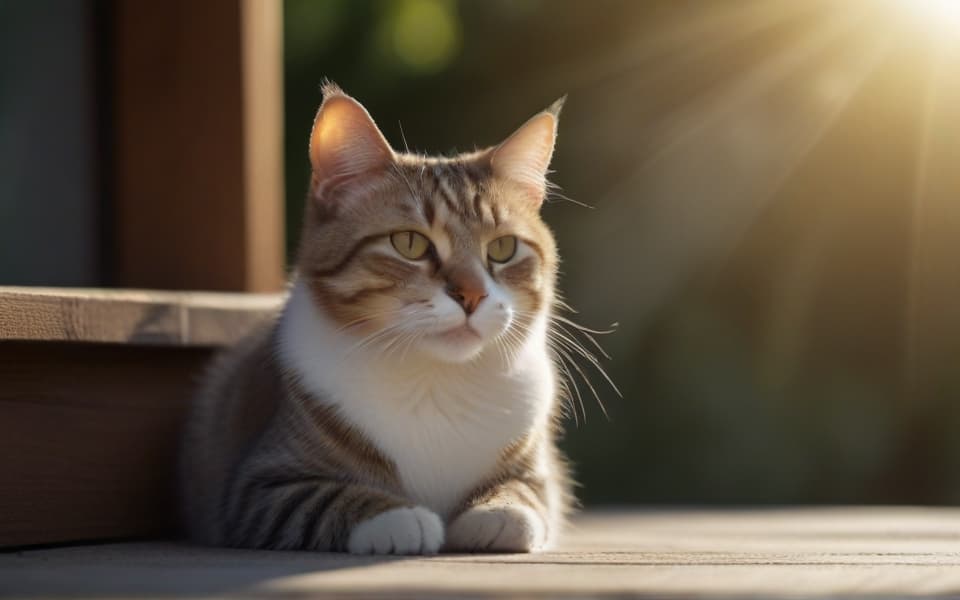 gato echado con halo de luz espiritual