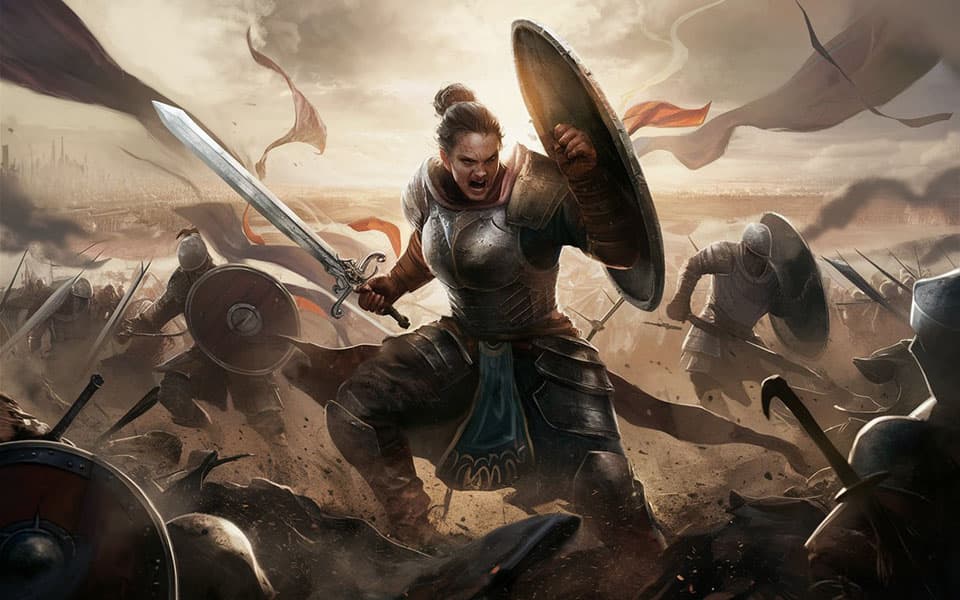 ilustracion batalla epica espadas