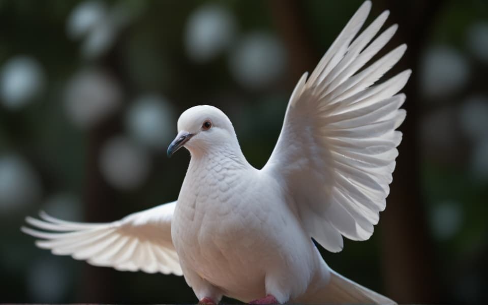 paloma blanca con las alas abiertas